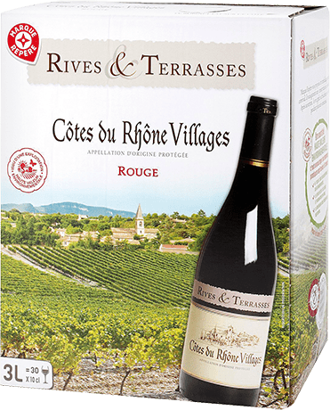 Bouteille de vin rouge — AOP(1) VIN ROUGE CÔTES DU RHÔNE VILLAGES* RIVES & TERRASSES