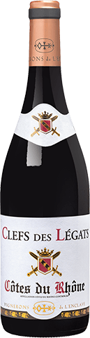 Bouteille de vin rouge AOC Vin Rouge Côtes Du Rhône « Clefs Des Légats », millésime 2025/2026 — vignoble Rhône