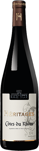 Bouteille de vin rouge AOC Vin Rouge Côtes Du Rhône « Héritages », millésime 2025/2026 — vignoble Rhône
