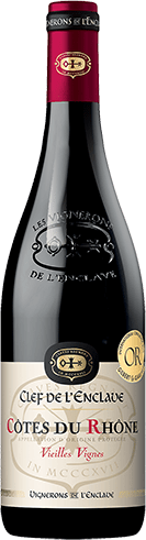 Bouteille de vin rouge AOP Vin Rouge Côtes Du Rhône « Clefs De L’enclave Vieilles Vignes », millésime 2025/2026 — vignoble Rhône