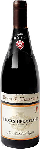 Bouteille de vin rouge AOP Vin Rouge Crozes Hermitage « Rives & Terrasses », millésime 2025/2026 — vignoble Rhône