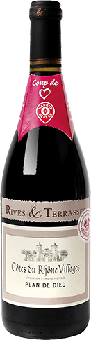 Bouteille de vin rouge AOP Vin Rouge Côtes Du Rhône Villages Plan De Dieu « Rives & Terrasses », millésime 2025/2026 — vignoble Rhône