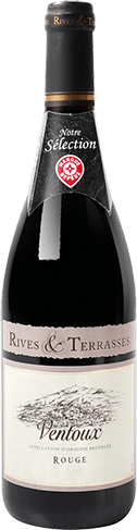 Bouteille de vin rouge AOP Vin Rouge Ventoux « Rives & Terrasses », millésime 2025/2026 — vignoble Rhône