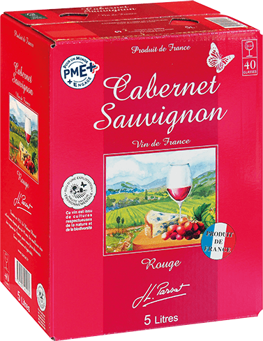 Bag-in-box de vin rouge Vin Rouge De France Cabernet Sauvignon « Jl. Parsat », millésime 2025/2026 — vignoble Sud-ouest