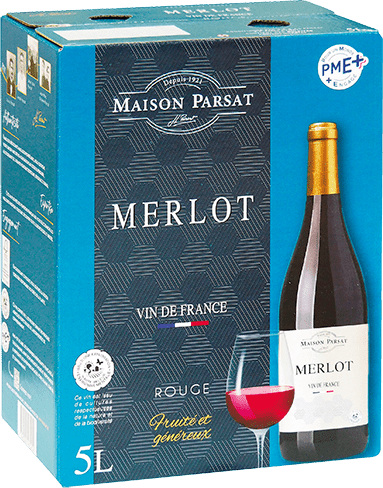 Bag-in-box de vin rouge Vin Rouge De France Merlot « Maison Parsat », millésime 2025/2026 — vignoble Sud-ouest