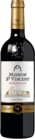 Bouteille de vin rouge AOP Vin Rouge Bordeaux « Mission St Vincent », millésime 2025/2026 — vignoble Bordeaux
