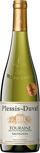 Bouteille de vin blanc AOP Vin Blanc Touraine Sauvignon « Plessis Duval », millésime 2025/2026 — vignoble Loire