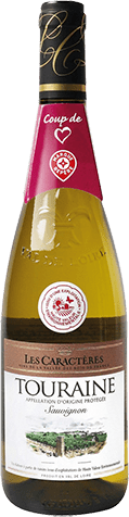 Bouteille de vin blanc AOP Vin Blanc Touraine Sauvignon « Les Caractères », millésime 2025/2026 — vignoble Loire