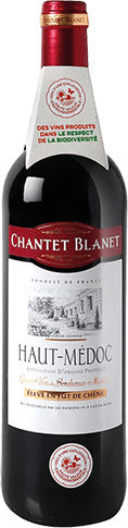 Bouteille de vin rouge AOP Vin Rouge Haut-médoc « Chantet Blanet », millésime 2025/2026 — vignoble Bordeaux