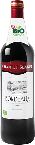 Bouteille de vin rouge AOP Vin Rouge Bordeaux Bio « Chantet Blanet », millésime 2025/2026 — vignoble Bordeaux