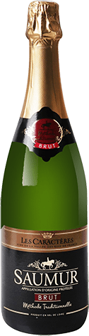 Bouteille de vin effervescent — AOP(1) SAUMUR BRUT MÉTHODE TRADITIONNELLE LES CARACTÈRES