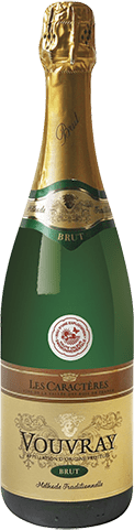 Bouteille de vin effervescent — AOP(1) VOUVRAY BRUT MÉTHODE TRADITIONNELLE* LES CARACTÈRES