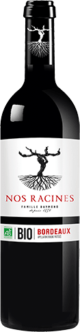 Bouteille de vin rouge AOP Vin Rouge Bordeaux Bio « Nos Racines Famille Raymond », millésime 2025/2026 — vignoble Bordeaux