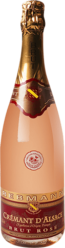 Bouteille de vin effervescent — AOP(1) CRÉMANT D’ALSACE ROSÉ* REBMANN