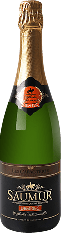 Bouteille de vin effervescent — AOP(1) SAUMUR DEMI-SEC MÉTHODE TRADITIONNELLE LES CARACTÈRES