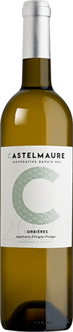 Bouteille de vin blanc AOP Vin Blanc Corbières « C De Castelmaure », millésime 2025/2026 — vignoble Languedoc