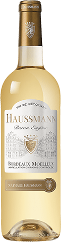 Bouteille de vin blanc AOC Vin Blanc Bordeaux Moelleux « Baron Eugène », millésime 2025/2026 — vignoble Bordeaux