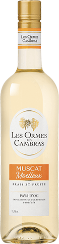Bouteille de vin blanc IGP Vin Blanc Pays D’OC Muscat Moelleux « Les Ormes De Cambras », millésime 2025/2026 — vignoble Languedoc