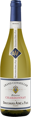 Bouteille de vin blanc AOC Vin Blanc Bourgogne Chardonnay « Bouchard Aîné & Fils », millésime 2025/2026 — vignoble Bourgogne