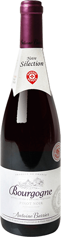 Bouteille de vin rouge AOP Vin Rouge Bourgogne Pinot Noir « Antoine Barrier », millésime 2025/2026 — vignoble Bourgogne