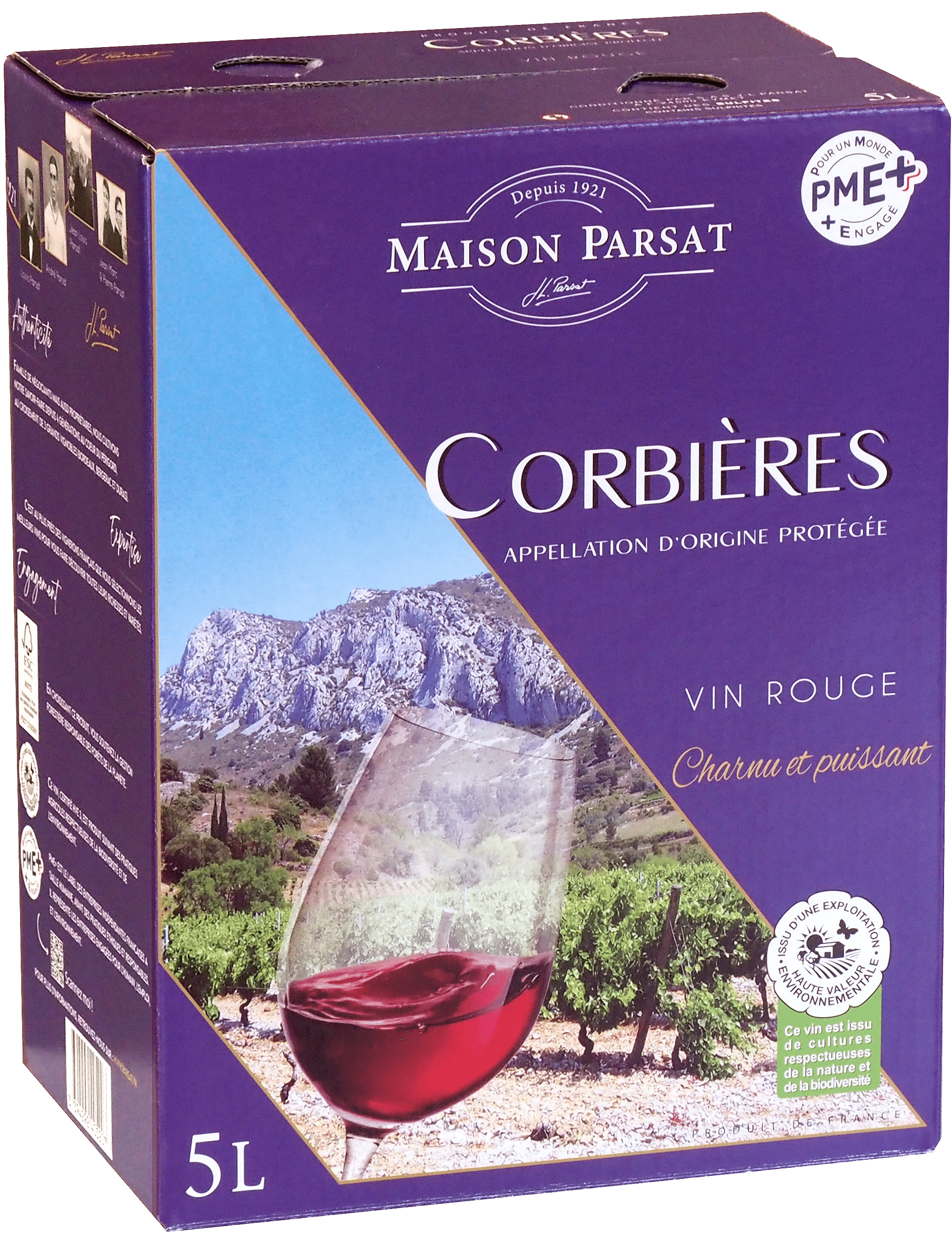 Bag-in-box de vin rouge AOP Vin Rouge Corbières « Maison Parsat », millésime 2026 — vignoble Languedoc