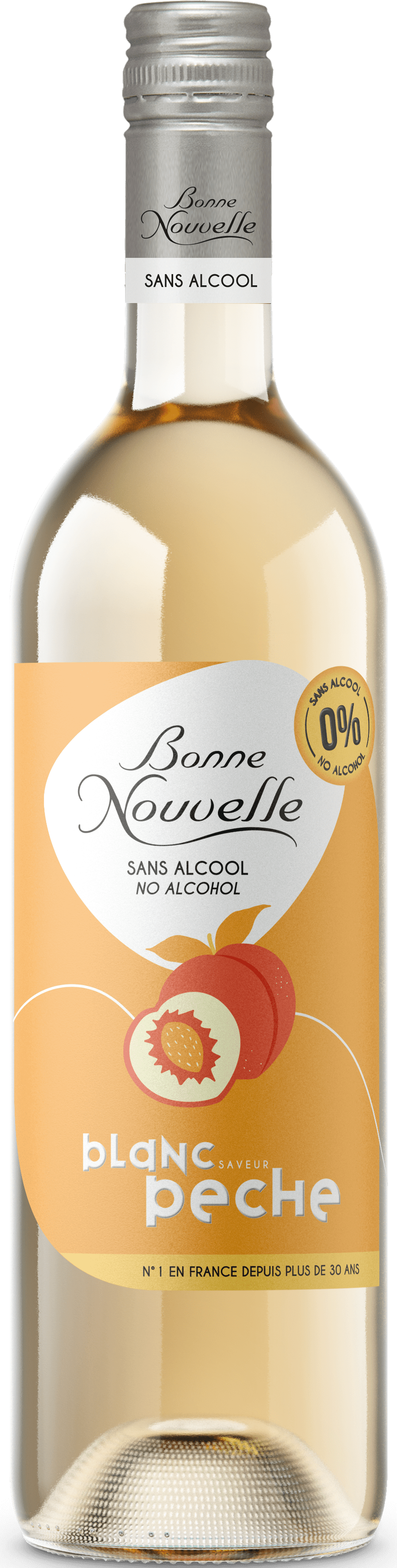 Bouteille de vin gris — Blanc pêche sans alcool BONNE NOUVELLE