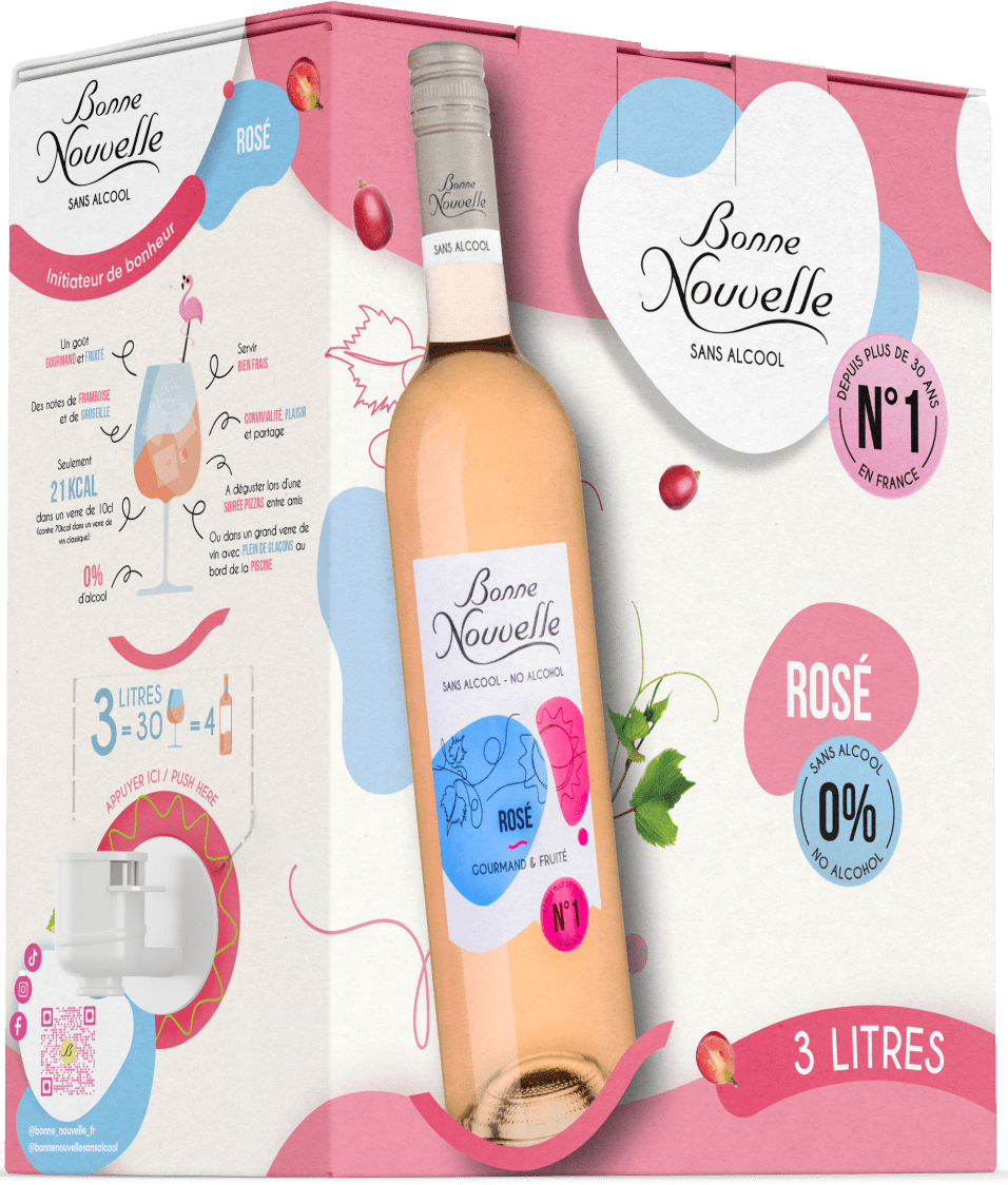 Bouteille de vin gris — Rosé sans alcool BONNE NOUVELLE