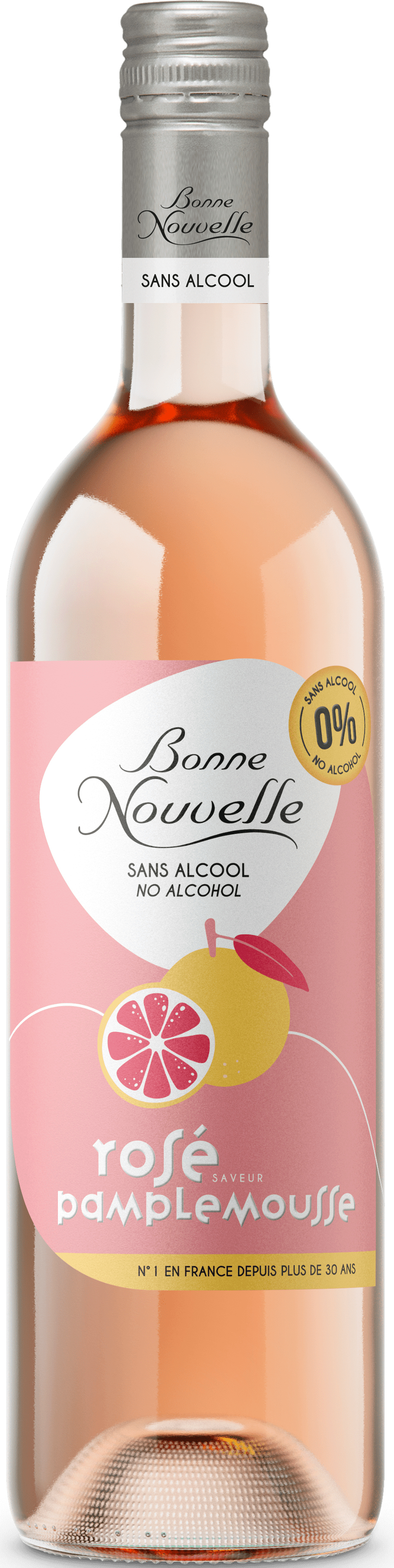 Bouteille de vin gris — Rosé pamplemousse sans alcool BONNE NOUVELLE