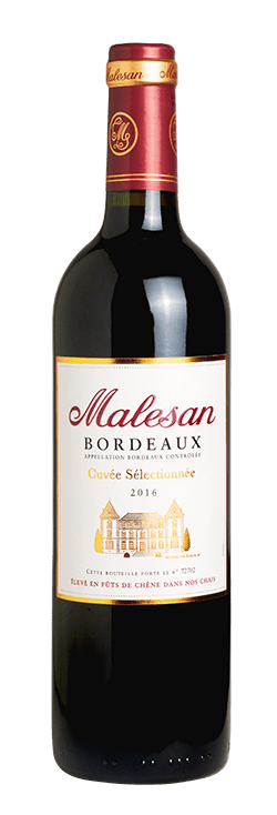 Bouteille de vin rouge Bordeaux « Malesan », millésime 2022 — vignoble Bordeaux