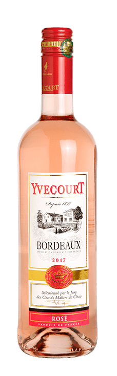 Bouteille de vin rosé Bordeaux « Yvecourt », millésime 2020 — vignoble Bordeaux