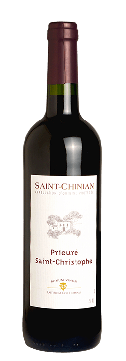 Bouteille de vin rouge AOP saint-chinian « Prieuré Saint-christophe », millésime 2019 — vignoble Languedoc